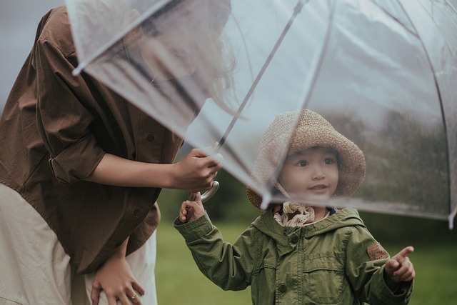 child with umbrella