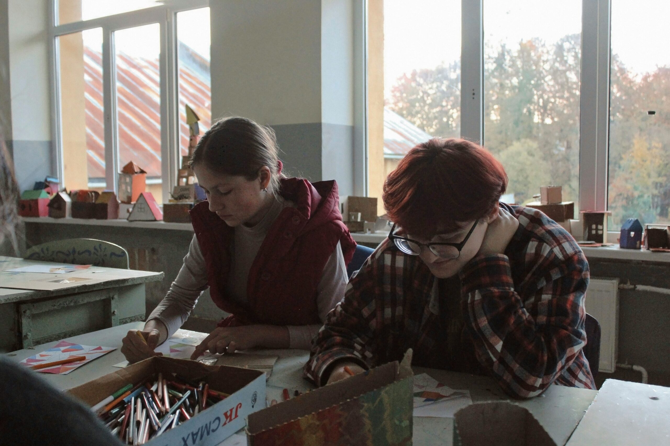 teenagers at a school together