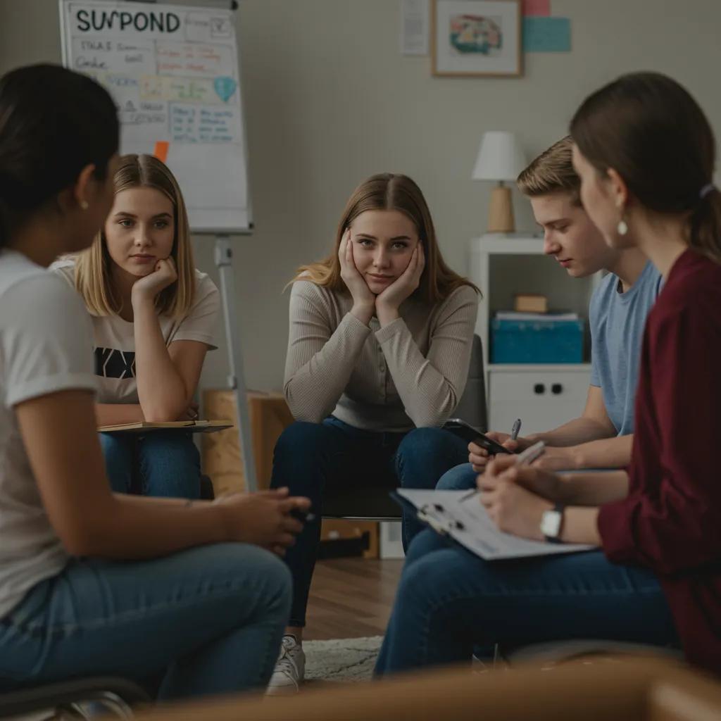Group therapy session for teens focusing on trauma recovery and emotional support Teen Trauma Treatment