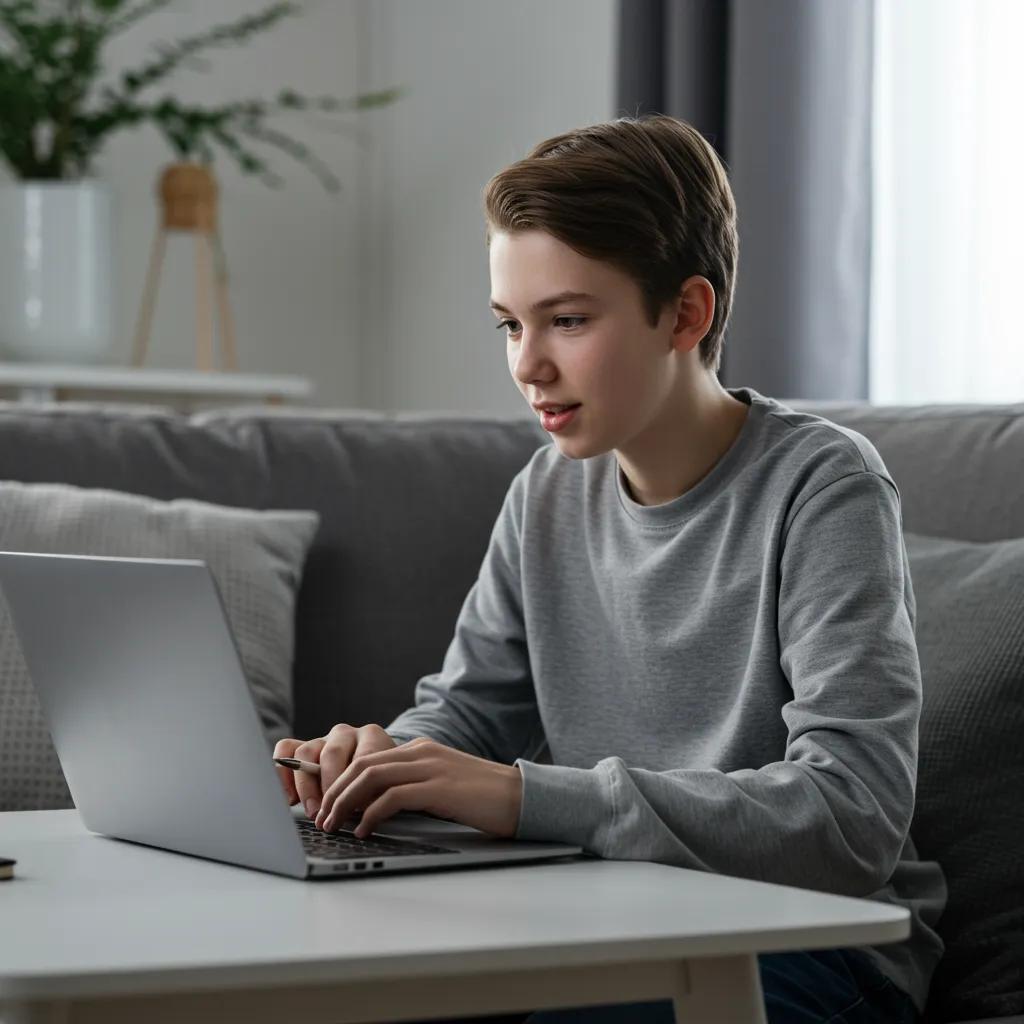 Teen engaging in a virtual therapy session at home, highlighting accessibility of mental health support