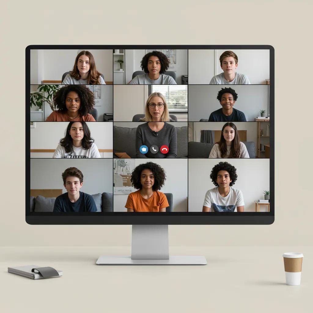 Virtual therapy session for teens, showcasing engagement and support in a digital format