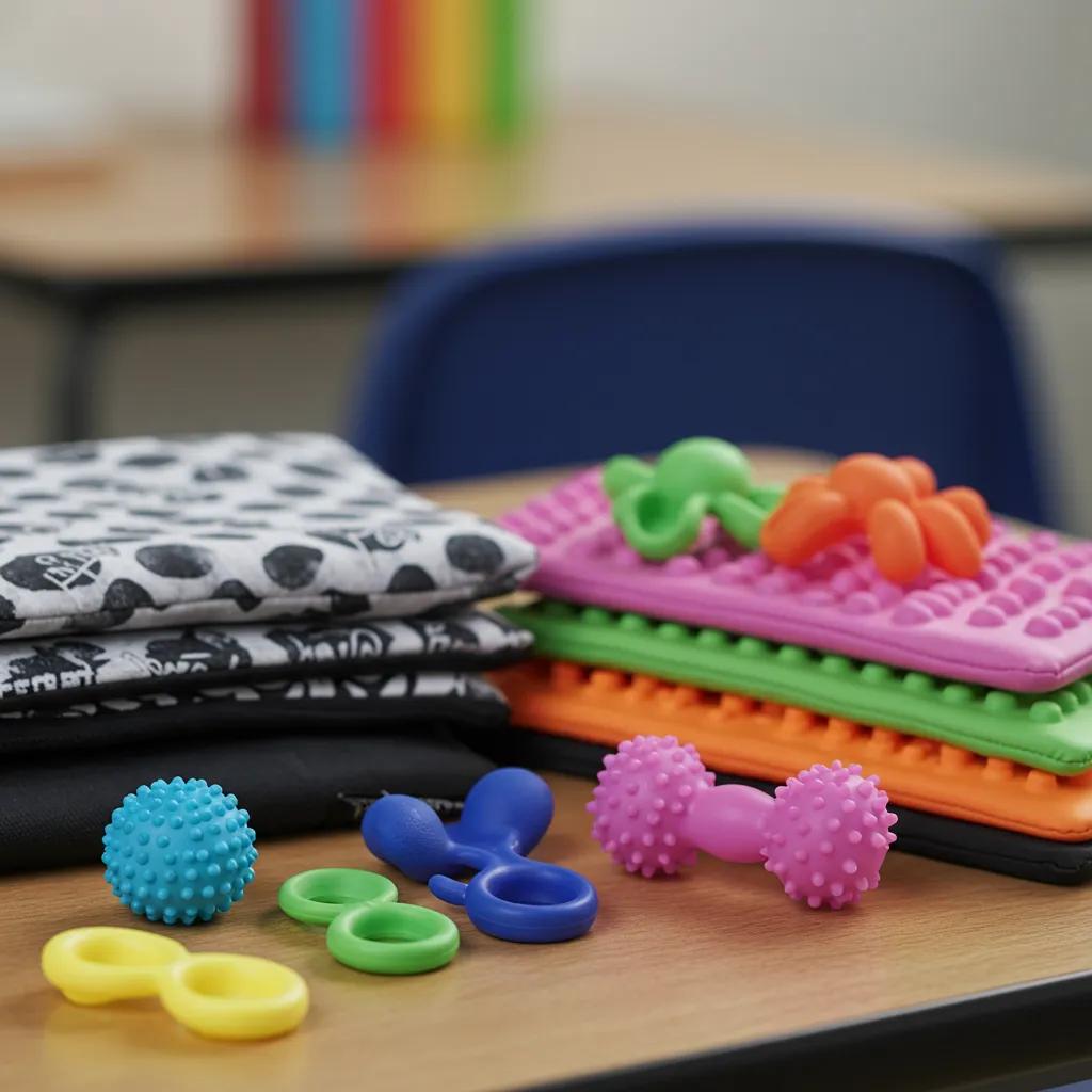 Close-up of calming sensory tools for teens to enhance focus and reduce overload
