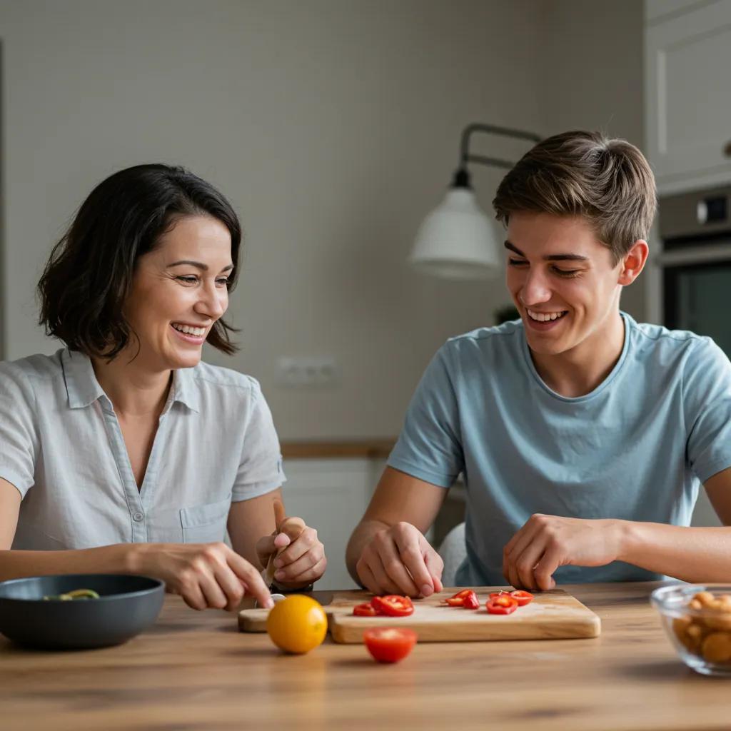 Parent and teenager enjoying a fun activity together, illustrating the importance of building strong family relationships
