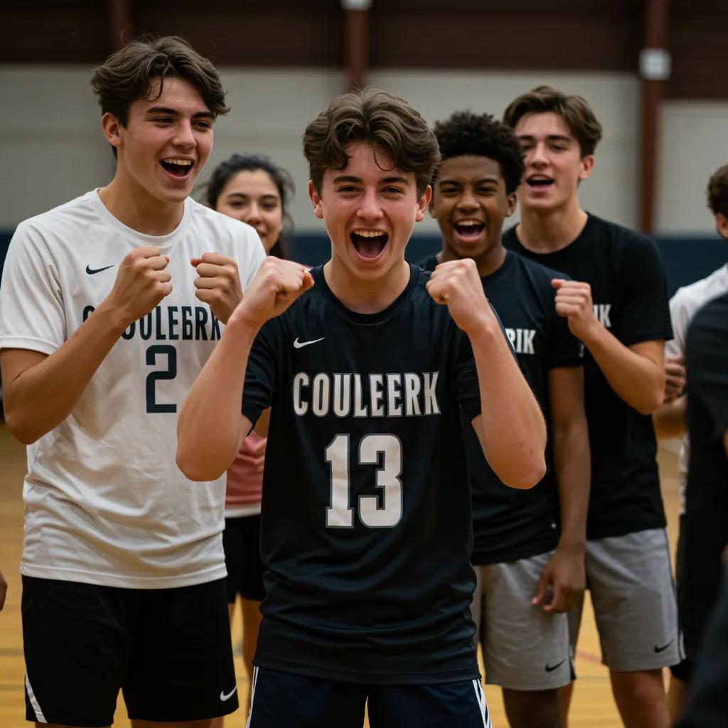 Teen athletes displaying determination and teamwork in a sports setting