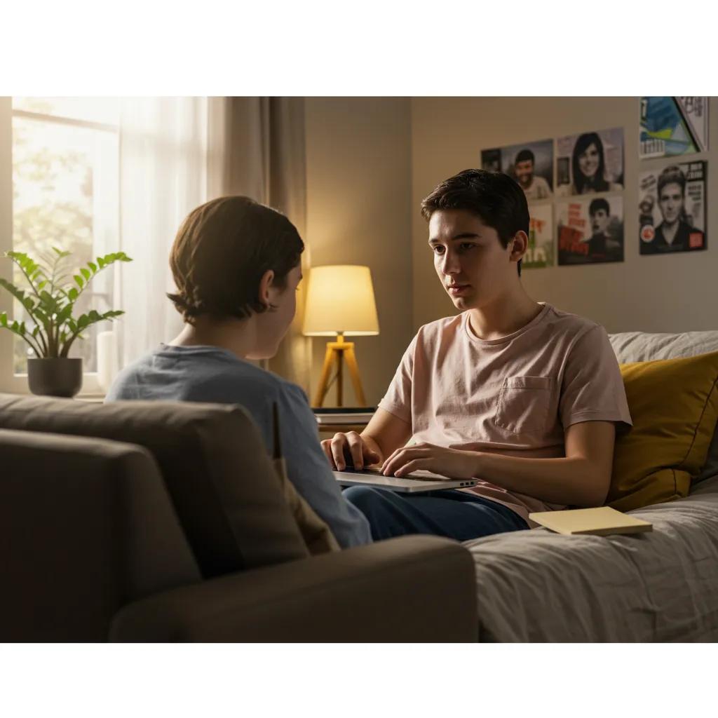 Teenager engaged in a virtual therapy session, highlighting the importance of trust in online mental health care