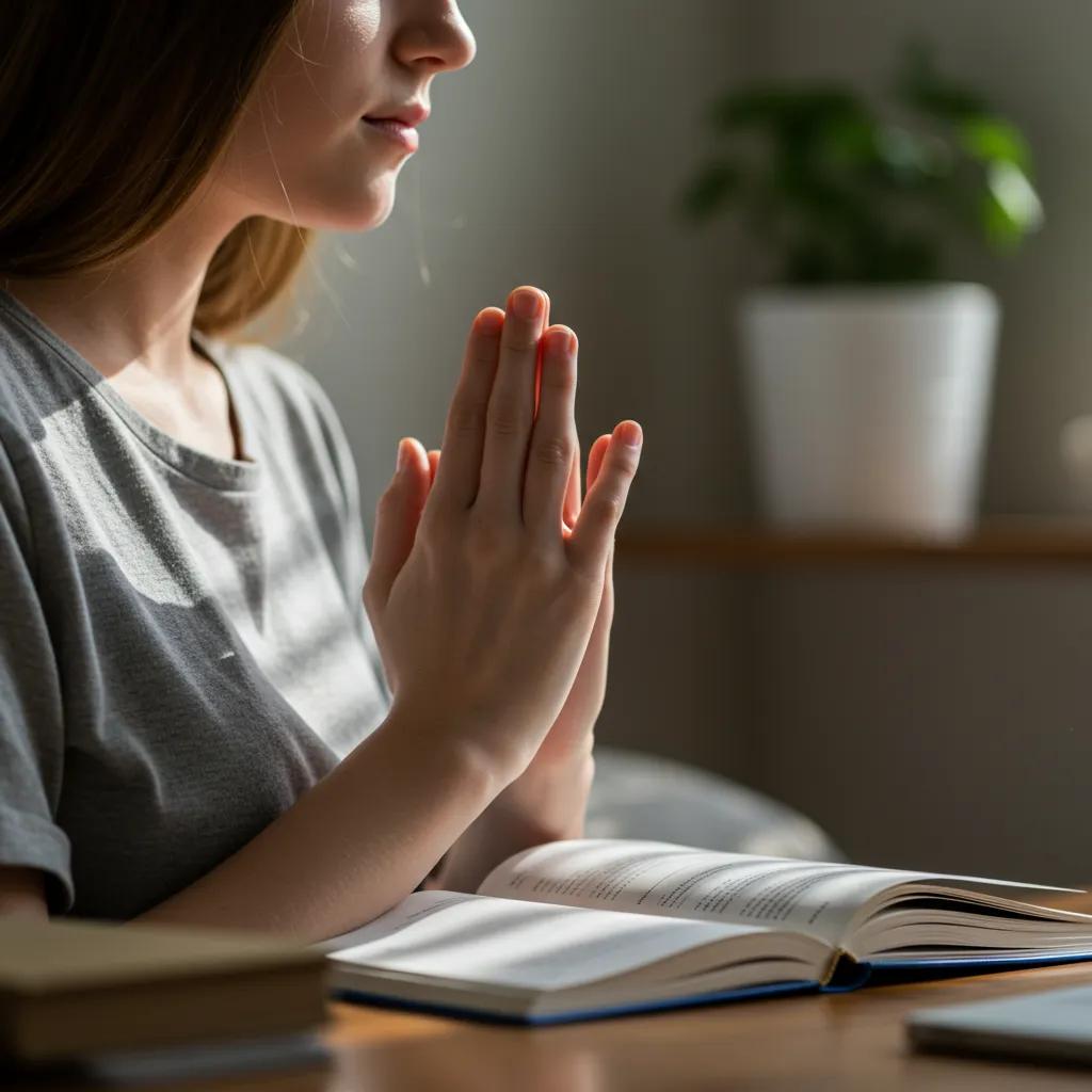 Teenager practicing mindfulness techniques in a calming environment, illustrating effective coping strategies