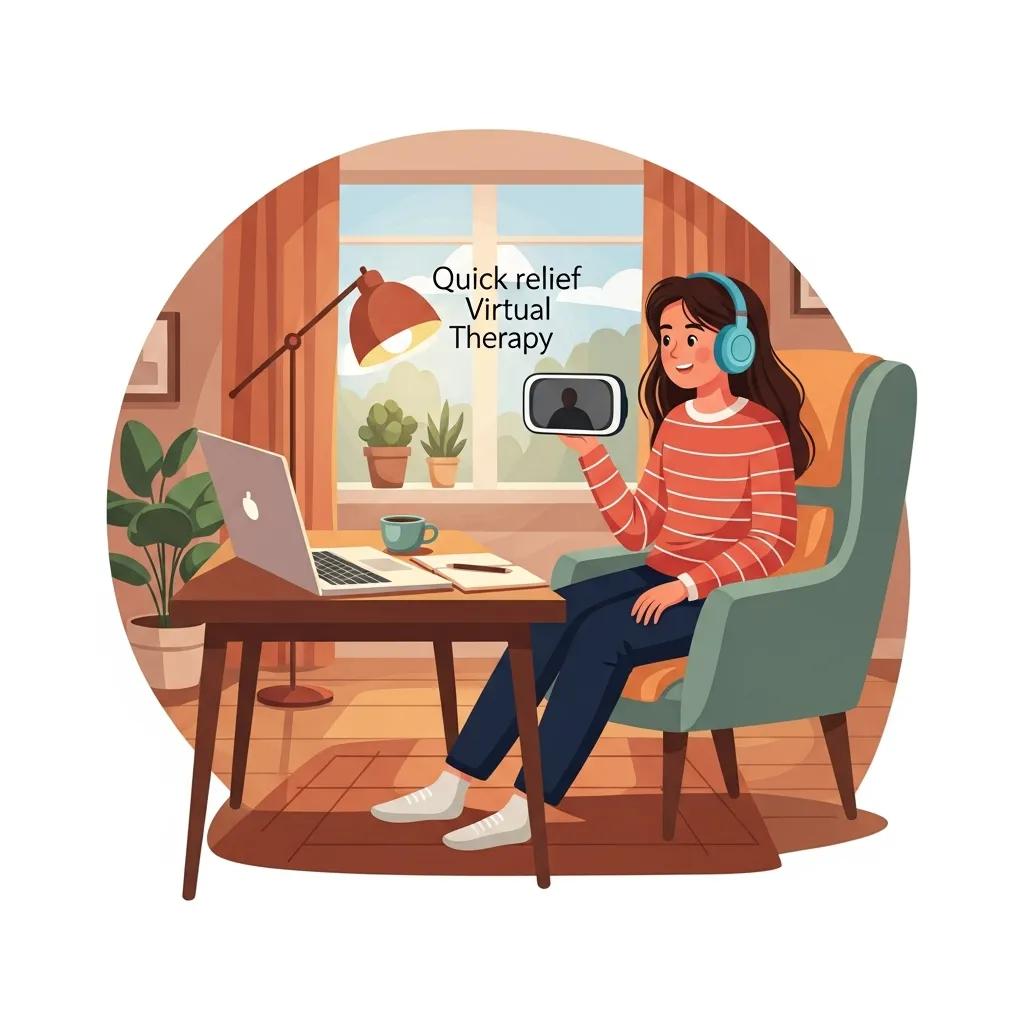 Teenager participating in a virtual therapy session at home, symbolizing fast depression treatment