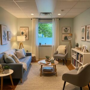 Therapy room designed for adolescents, emphasizing comfort and support in mental health treatment