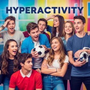 Teenagers engaging in energetic activities, representing hyperactivity and adolescent challenges